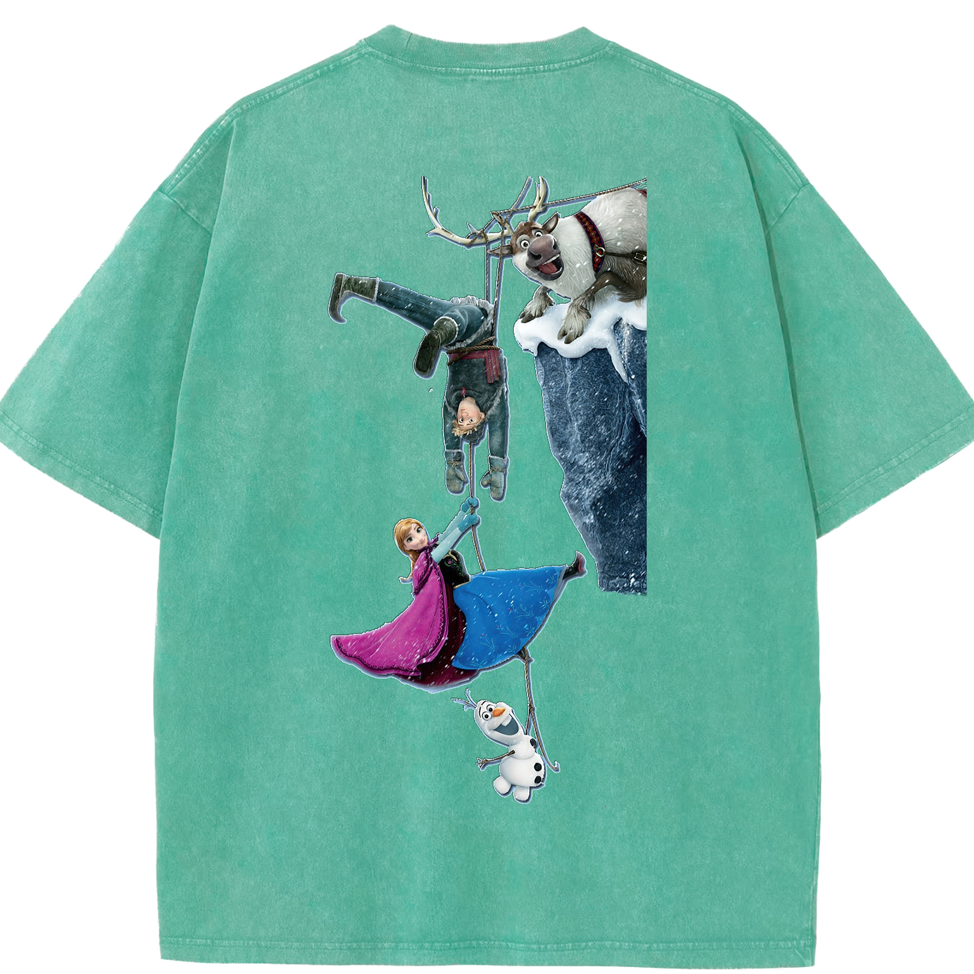（画像用） アナと雪の女王 アンナ エルサ Frozen Anna Elsa 綿100% ヴィンテージ風 半袖Tシャツ（背面プリント）